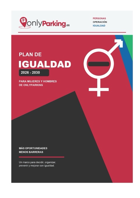 Portada del Plan de Igualdad de OnlyParking 2026–2030