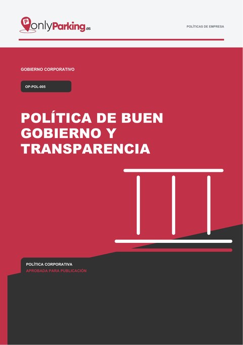 Portada de Política de Buen Gobierno y Transparencia de OnlyParking